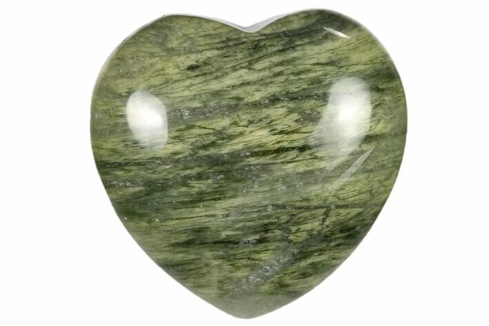 1.6" Polished Green Hair Jasper Heart - Photo 1